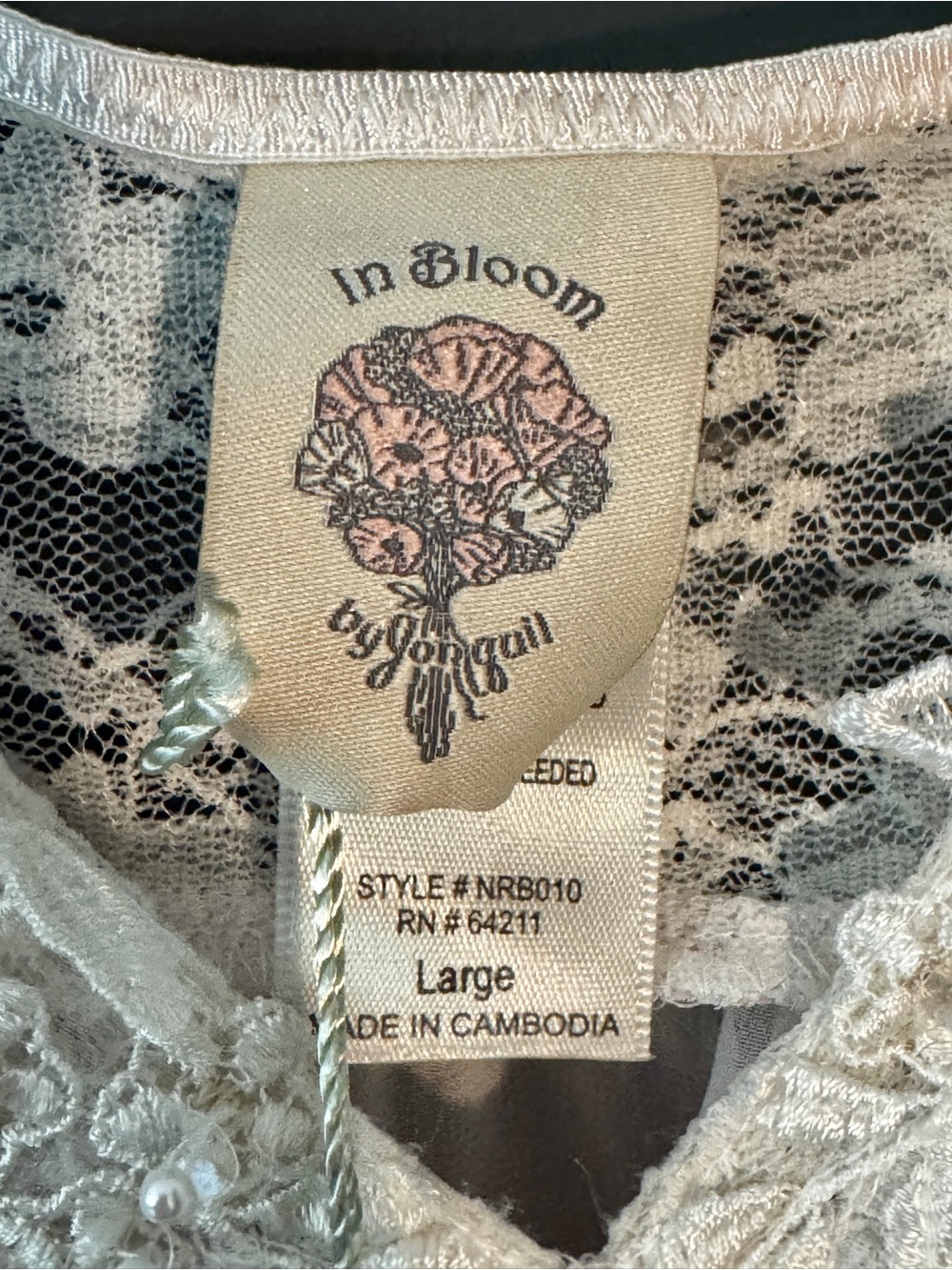 NWT Vintage In Bloom by Jonquil Lace, Sheer Chemise Slip Dress - Blush Pink - Picture 6 of 6
